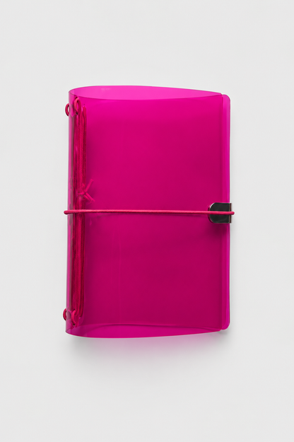 Transparent Vinyl Journal Planner Notebook Cover in Fuchsia | Pocket, A5, A6, B6