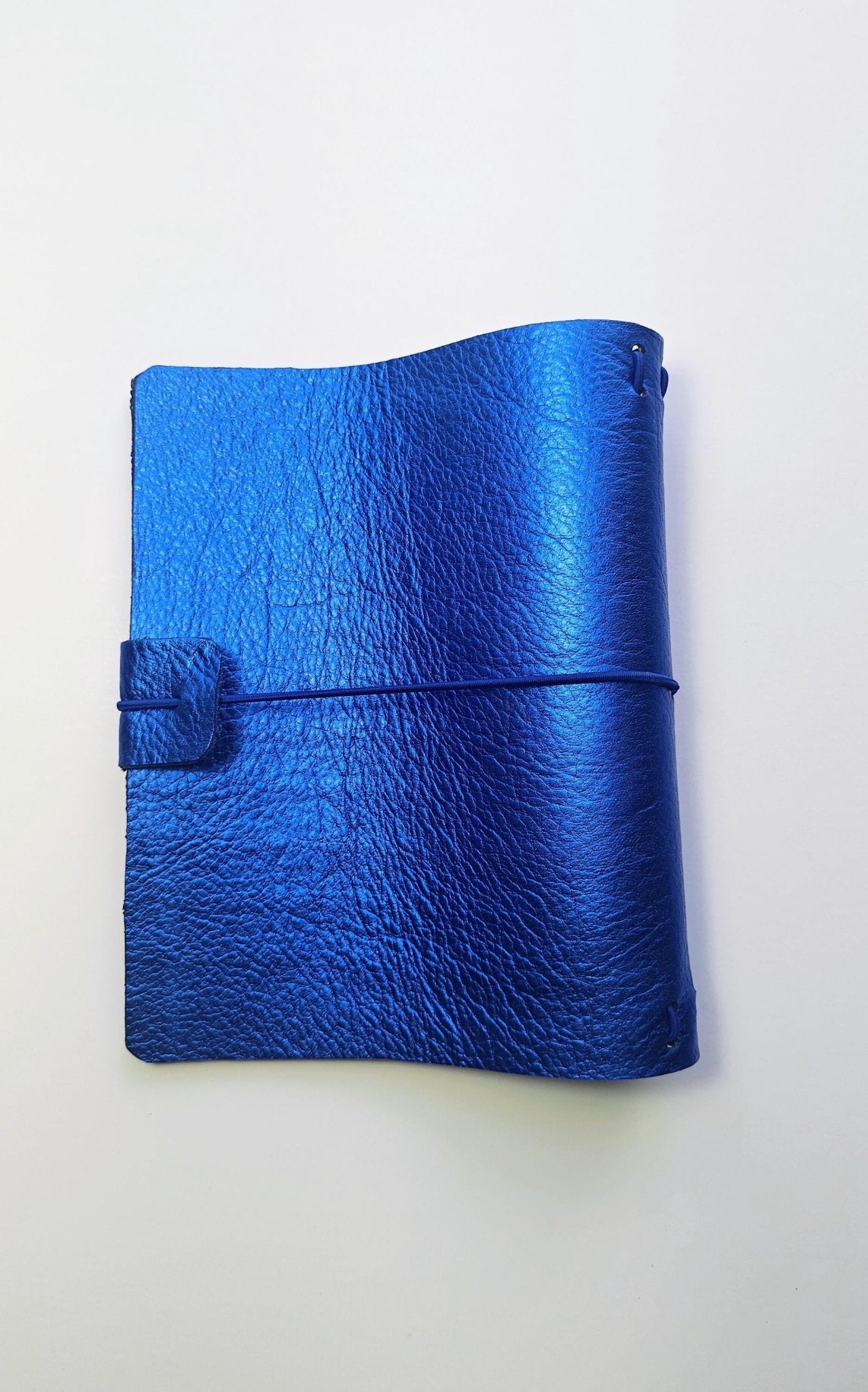 A6 Argentinian Leather Journal Cover– Metallic Cobalt Blue | Hand - Painted Interior | Refillable Traveler’s Notebook - FORMA & FOLIO