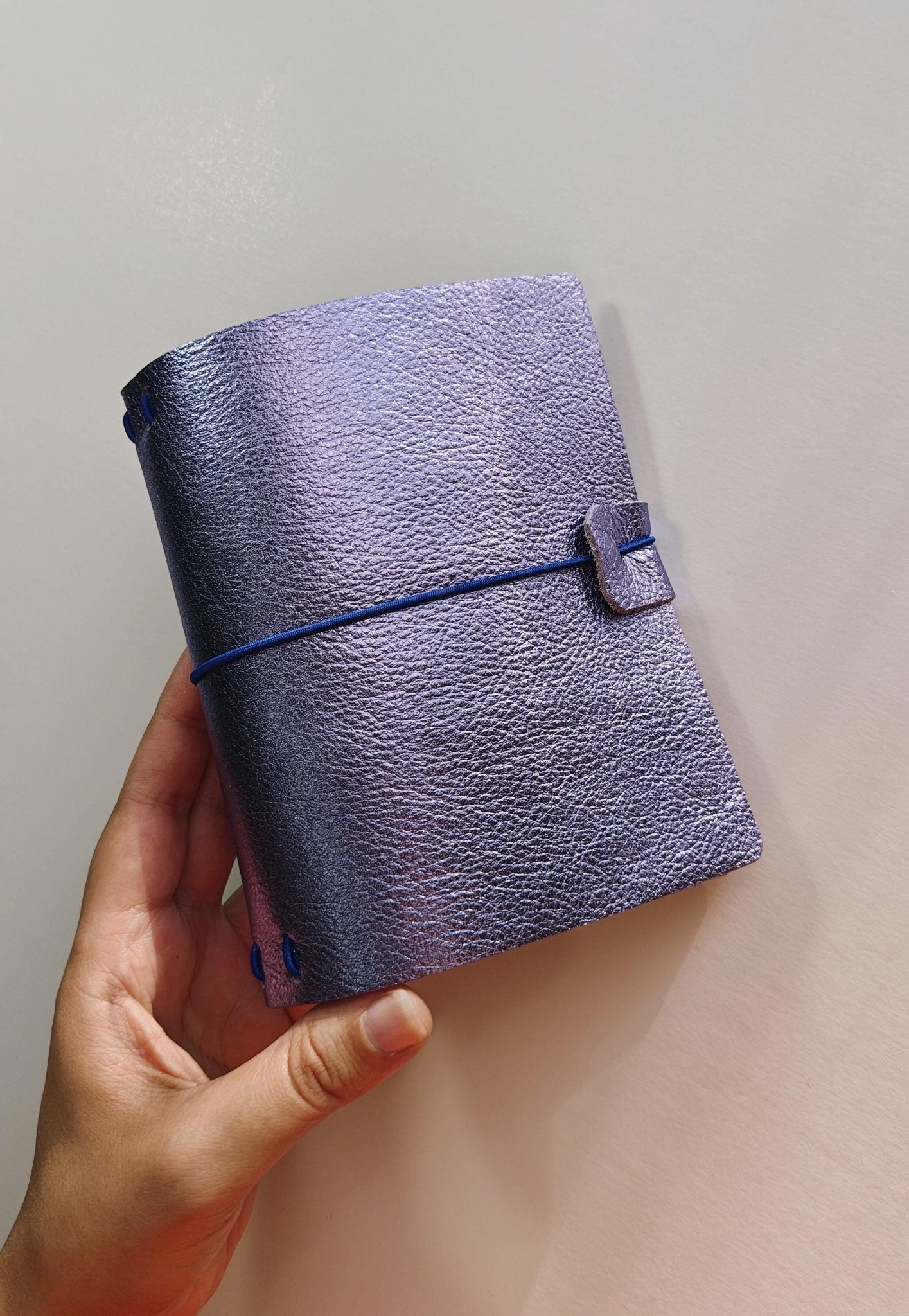 A6 Argentinian Leather Journal – Metallic Lilac | Hand - Painted Interior | Refillable Traveler’s Notebook - FORMA & FOLIO