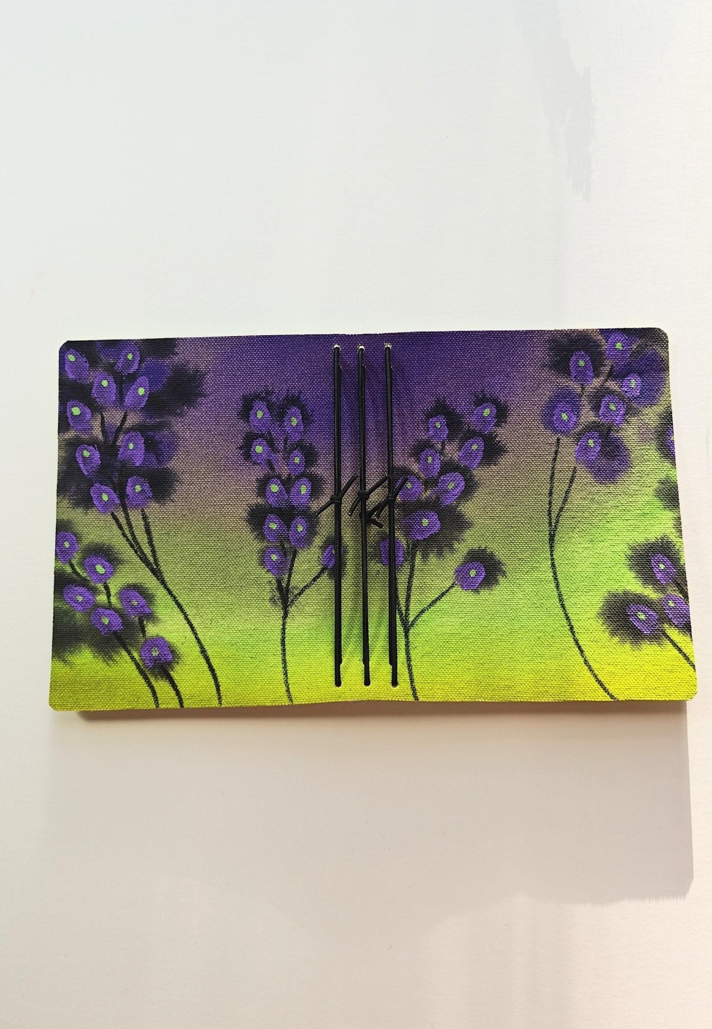A6 Italian Leather Journal Cover – Hand - Painted Interior | Neon Chartreuse Travel Notebook | Refillable Artisan Sketchbook - FORMA & FOLIO