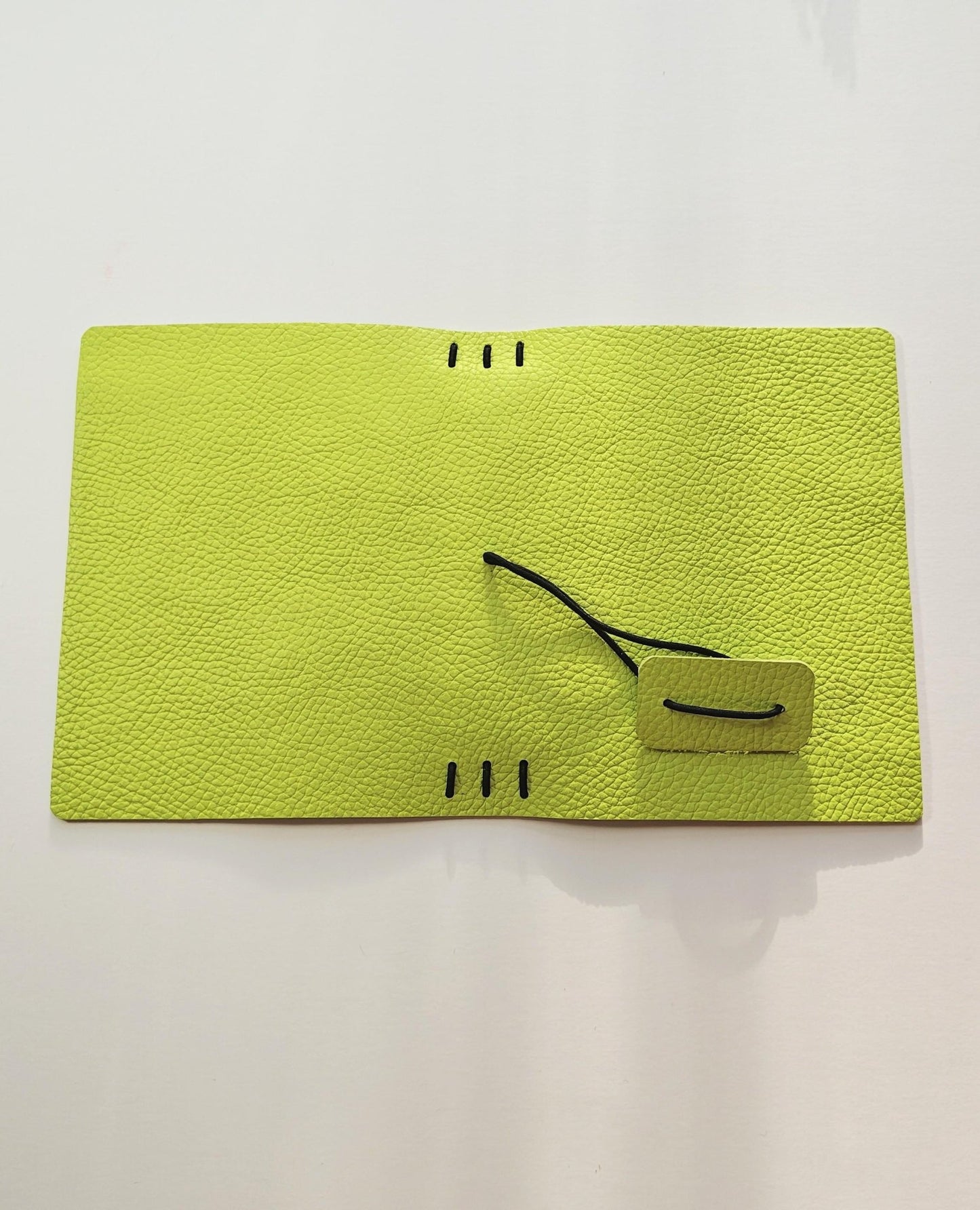 A6 Italian Leather Journal Cover – Hand - Painted Interior | Neon Chartreuse Travel Notebook | Refillable Artisan Sketchbook - FORMA & FOLIO