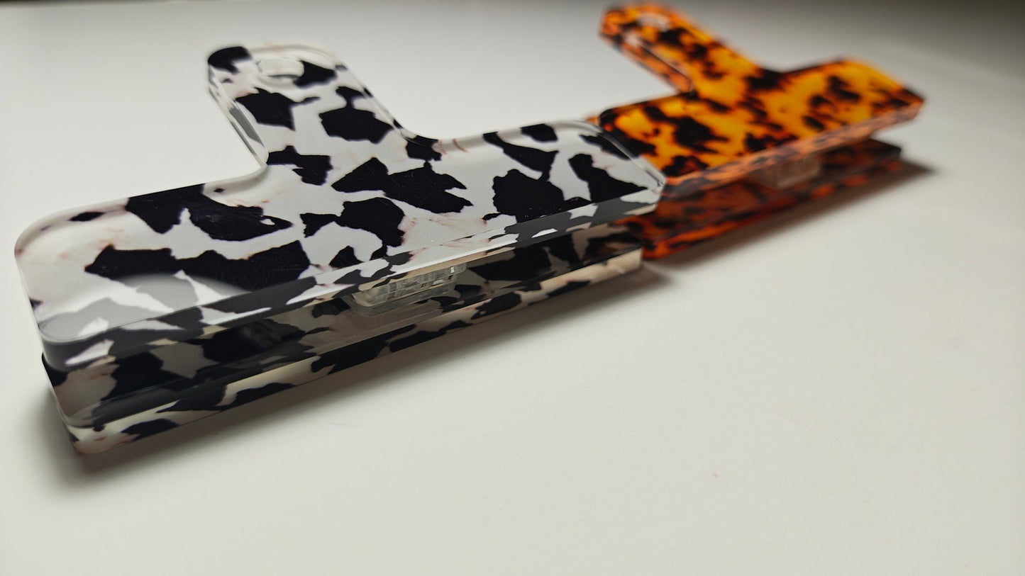 Acrylic Page Clips | Cow Print & Tortoiseshell Bookmarks - FORMA & FOLIO