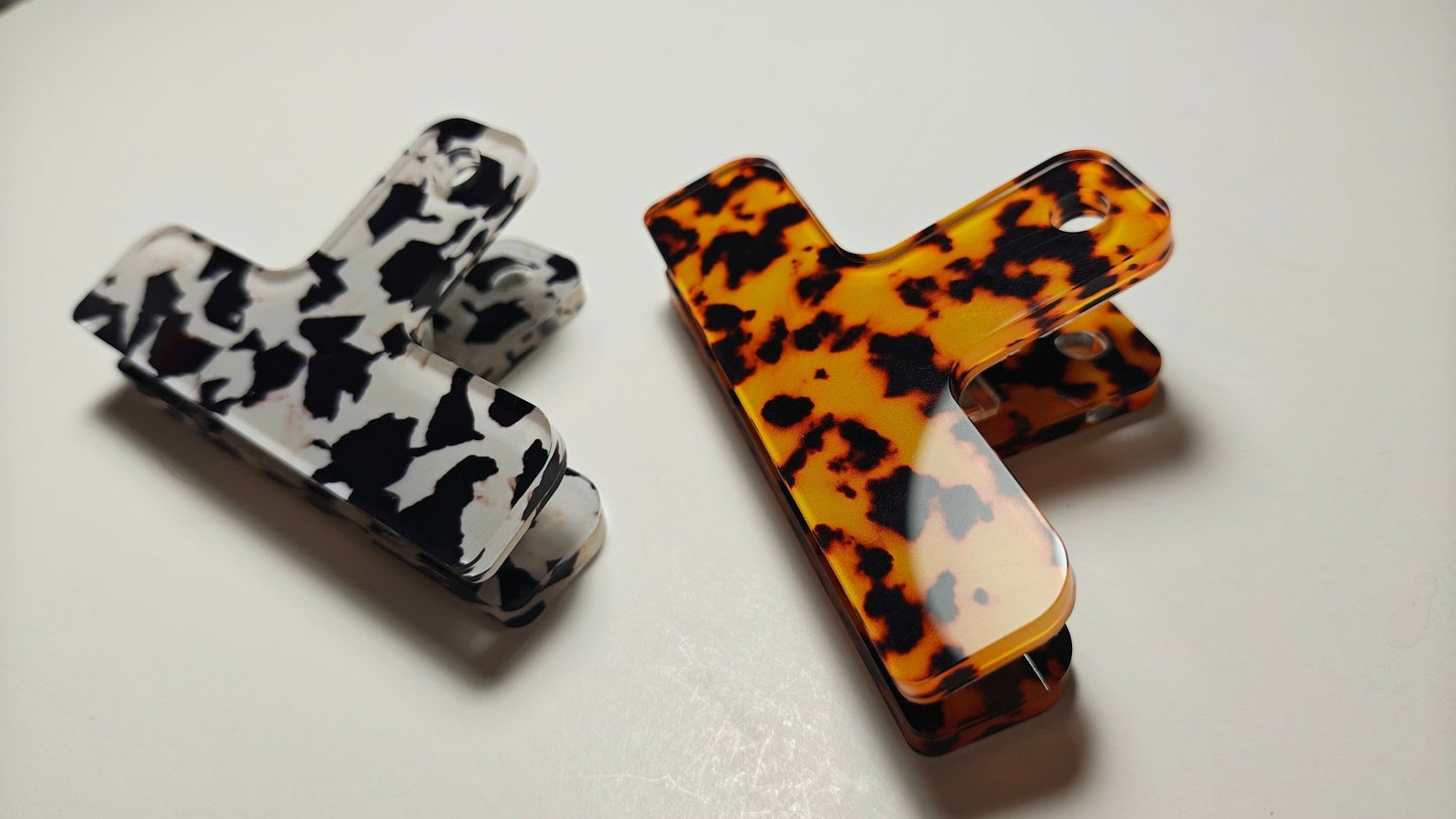 Acrylic Page Clips | Cow Print & Tortoiseshell Bookmarks - FORMA & FOLIO