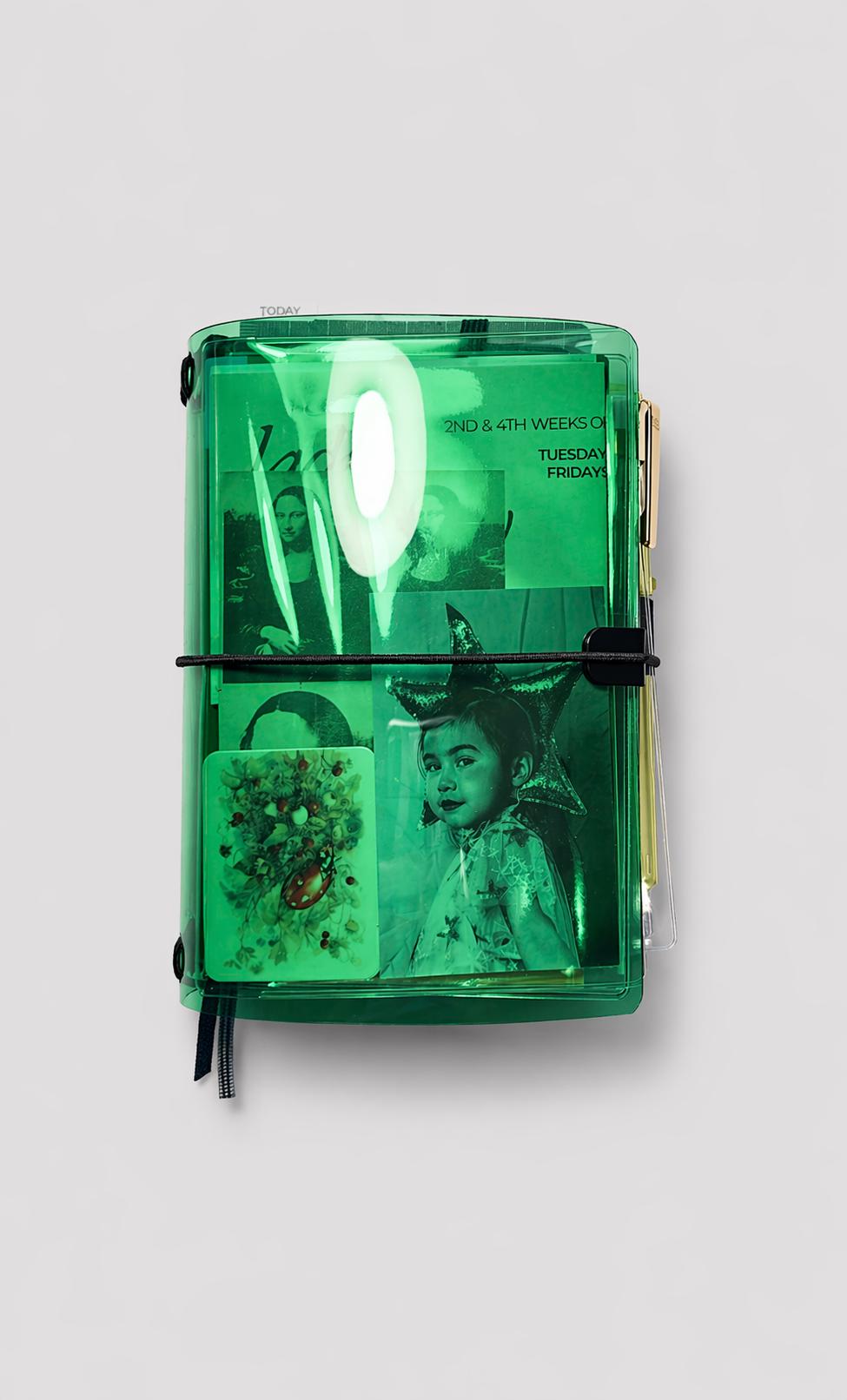Transparent Vinyl Journal Planner Notebook Cover in Emerald | Pocket, A5, A6, B6