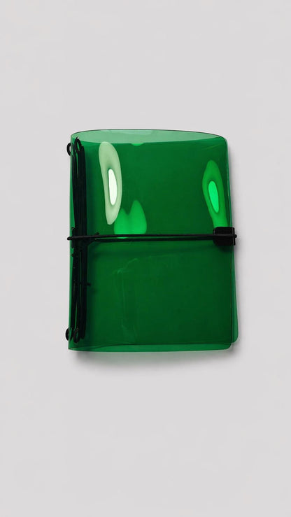 Transparent Vinyl Journal Planner Notebook Cover in Emerald | Pocket, A5, A6, B6