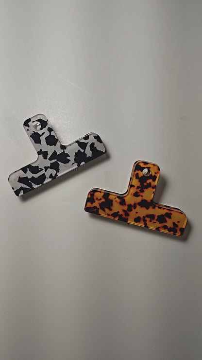 Acrylic Page Clips | Cow Print & Tortoiseshell Bookmarks