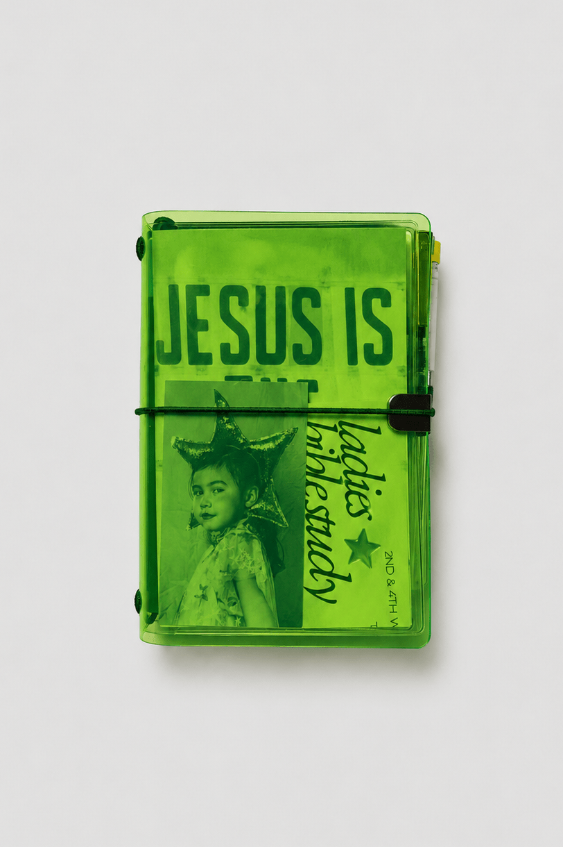 Transparent Vinyl Journal Planner Notebook Cover in Fluorescent Green | Pocket, A5, A6, B6 - FORMA & FOLIO