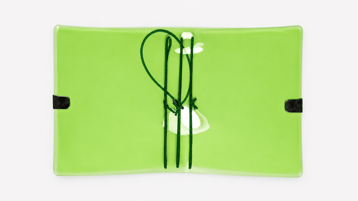 Transparent Vinyl Pocket Journal Cover in Fluorescent Green | Pocket, A5, A6, B6 - FORMA & FOLIO
