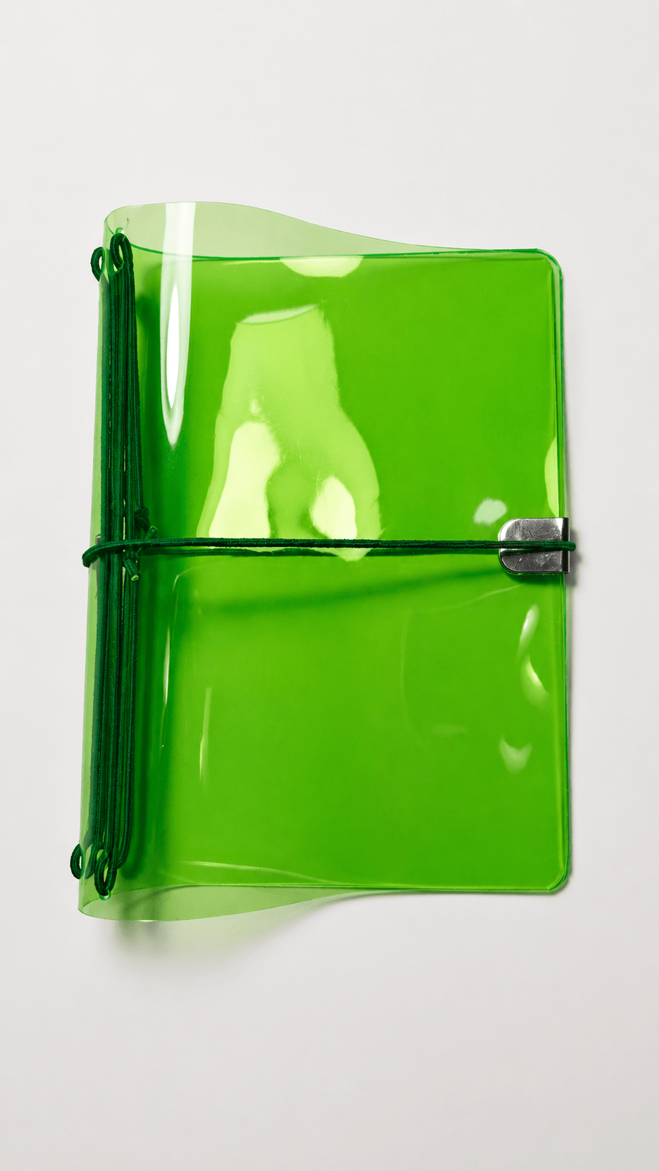 Transparent Vinyl Pocket Journal Cover in Fluorescent Green | Pocket, A5, A6, B6 - FORMA & FOLIO