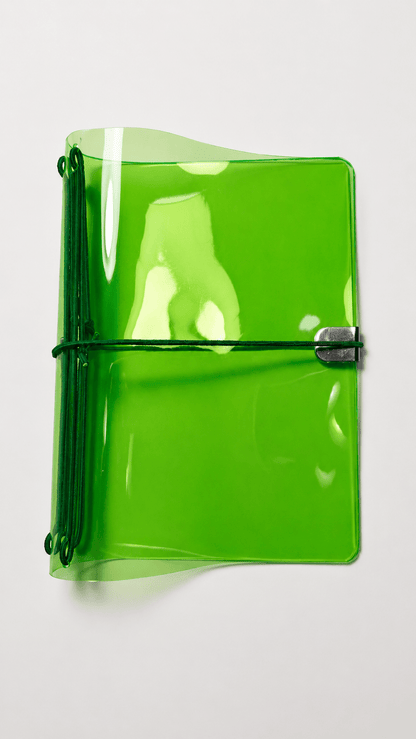 Transparent Vinyl Pocket Journal Cover in Fluorescent Green | Pocket, A5, A6, B6 - FORMA & FOLIO