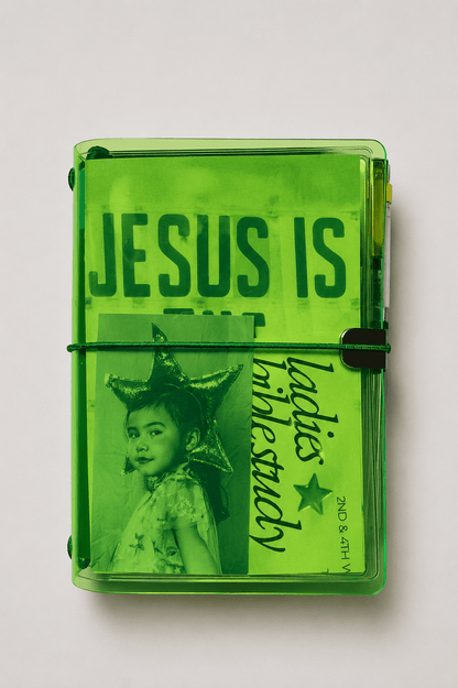 Transparent Vinyl Pocket Journal Cover in Fluorescent Green | Pocket, A5, A6, B6 - FORMA & FOLIO