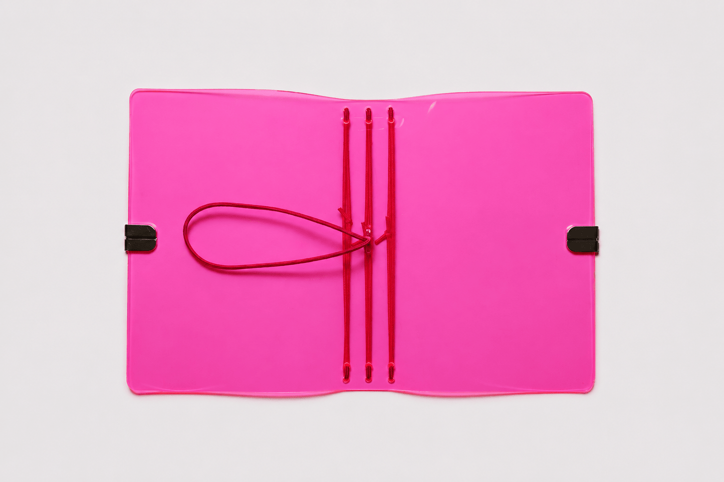 Transparent Vinyl Pocket Journal Cover in Fluorescent Pink | Pocket, A5, A6, B6 - FORMA & FOLIO