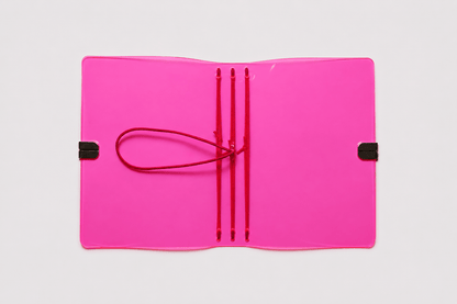 Transparent Vinyl Pocket Journal Cover in Fluorescent Pink | Pocket, A5, A6, B6 - FORMA & FOLIO