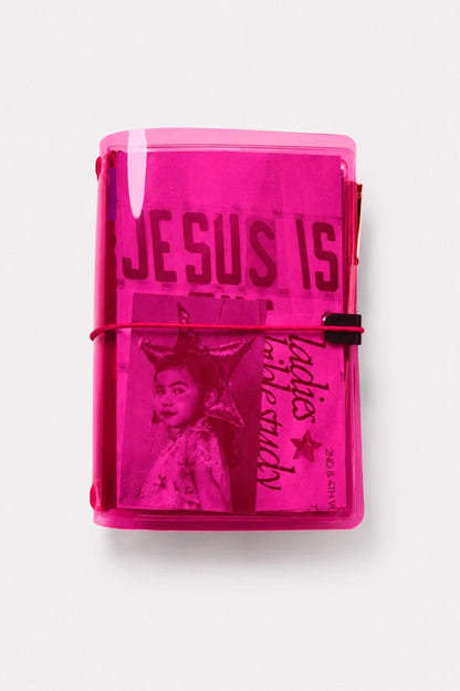 Transparent Vinyl Pocket Journal Cover in Fluorescent Pink | Pocket, A5, A6, B6 - FORMA & FOLIO